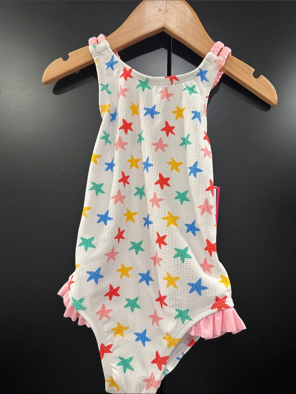 NEW Andy‎ & Evan White One-Piece Ruffle Swimsuit with Multicolor Star Print